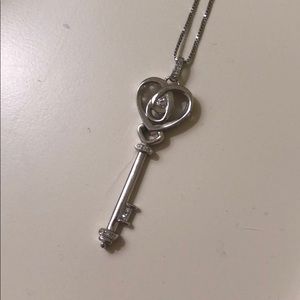 Sterling Silver Diamond Key Necklace